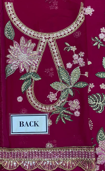 JZ D37 Pure Chiffon Embroidered Unstitched