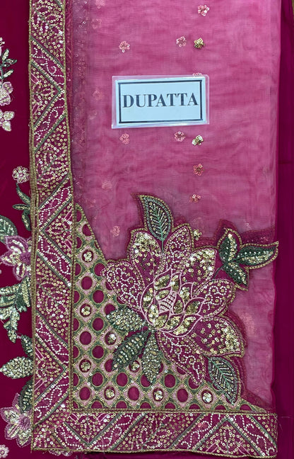 JZ D37 Pure Chiffon Embroidered Unstitched