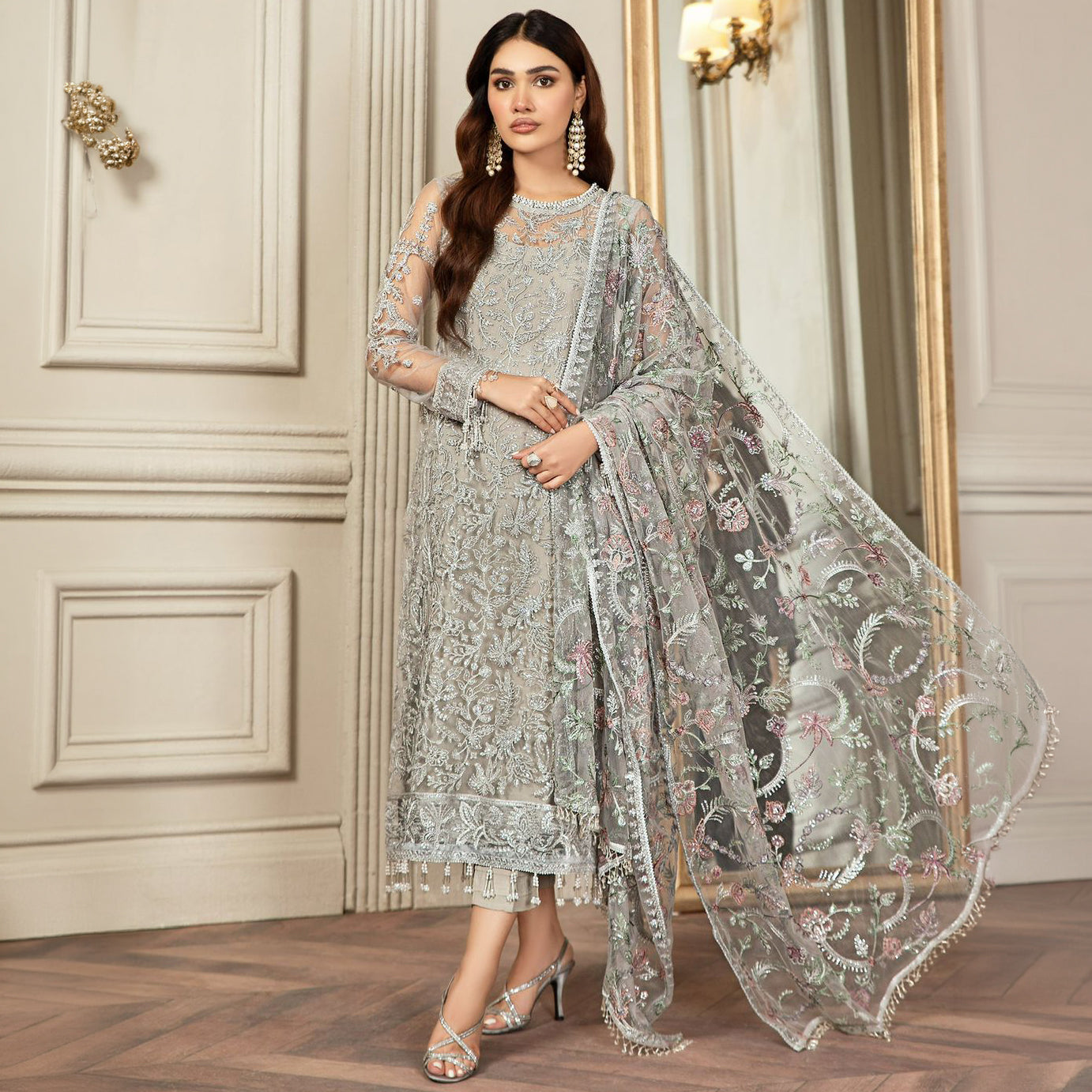 ZR D-2807 Luxury Net Embroidered Unstitched