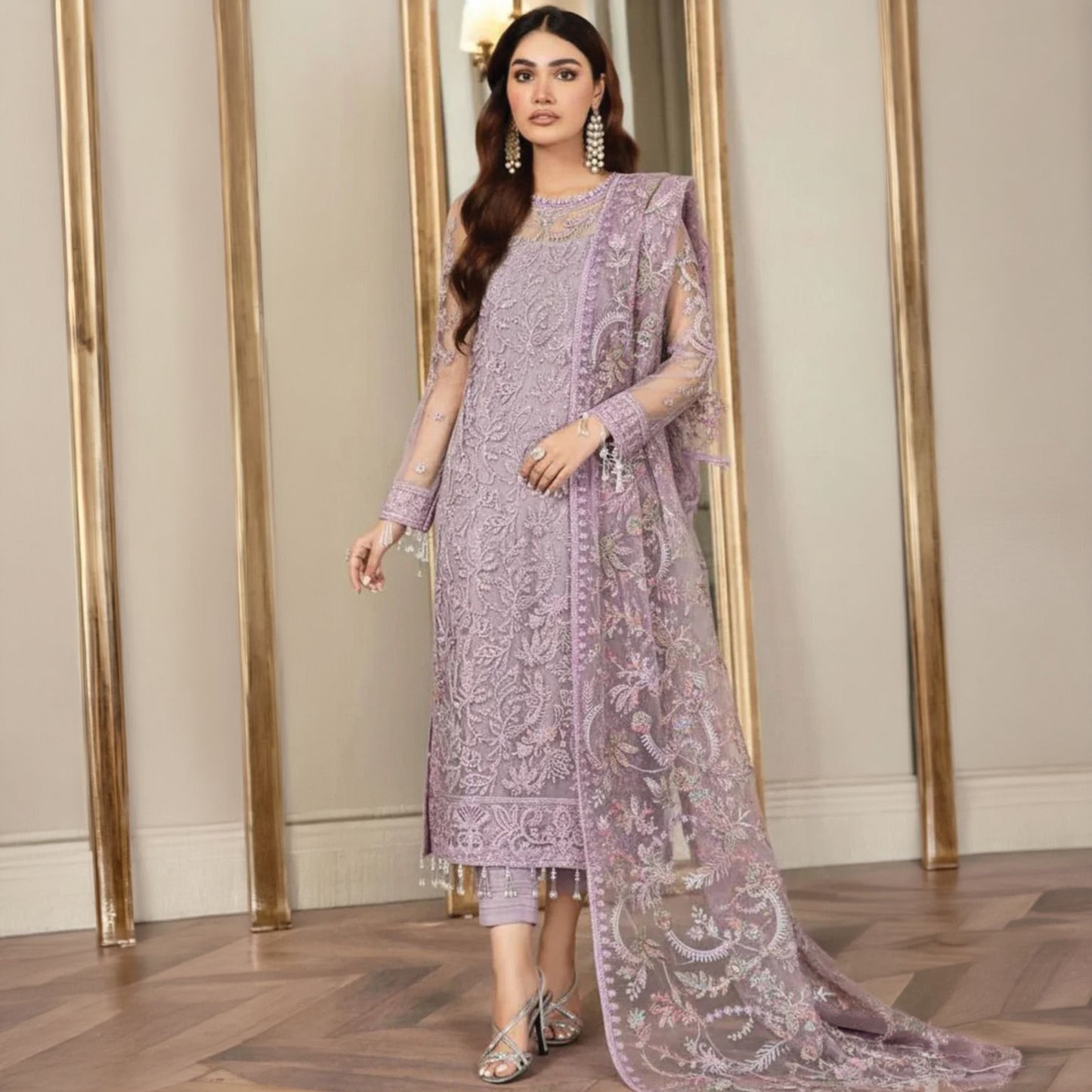 ZR D-2807 Luxury Net Embroidered Unstitched