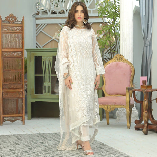 NM D373 Luxury Organza Embroidered Unstitched