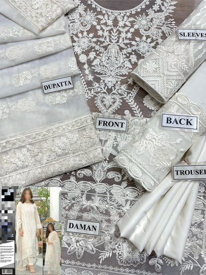 NM D373 Luxury Organza Embroidered Unstitched