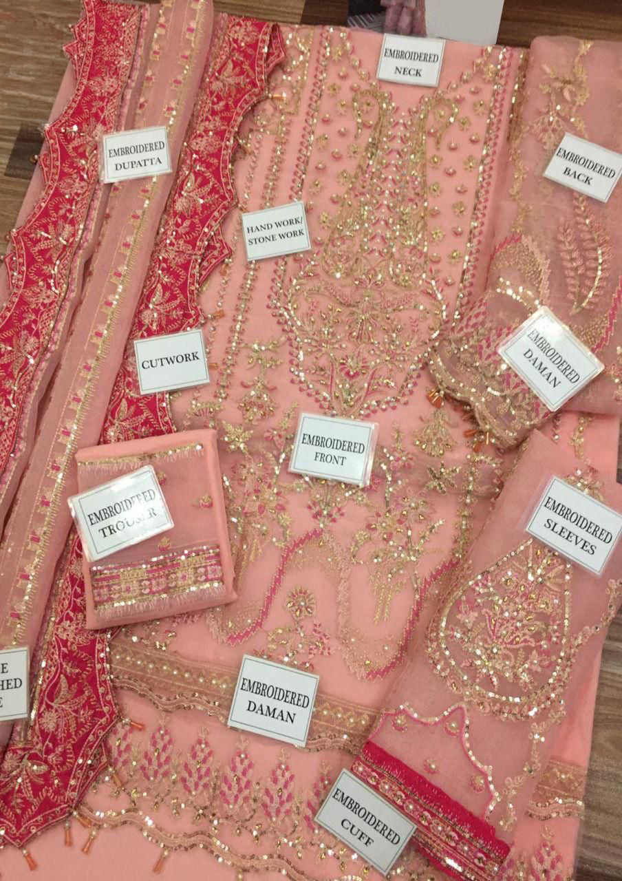 AF D473 Luxury Organza Embroidered Unstitched