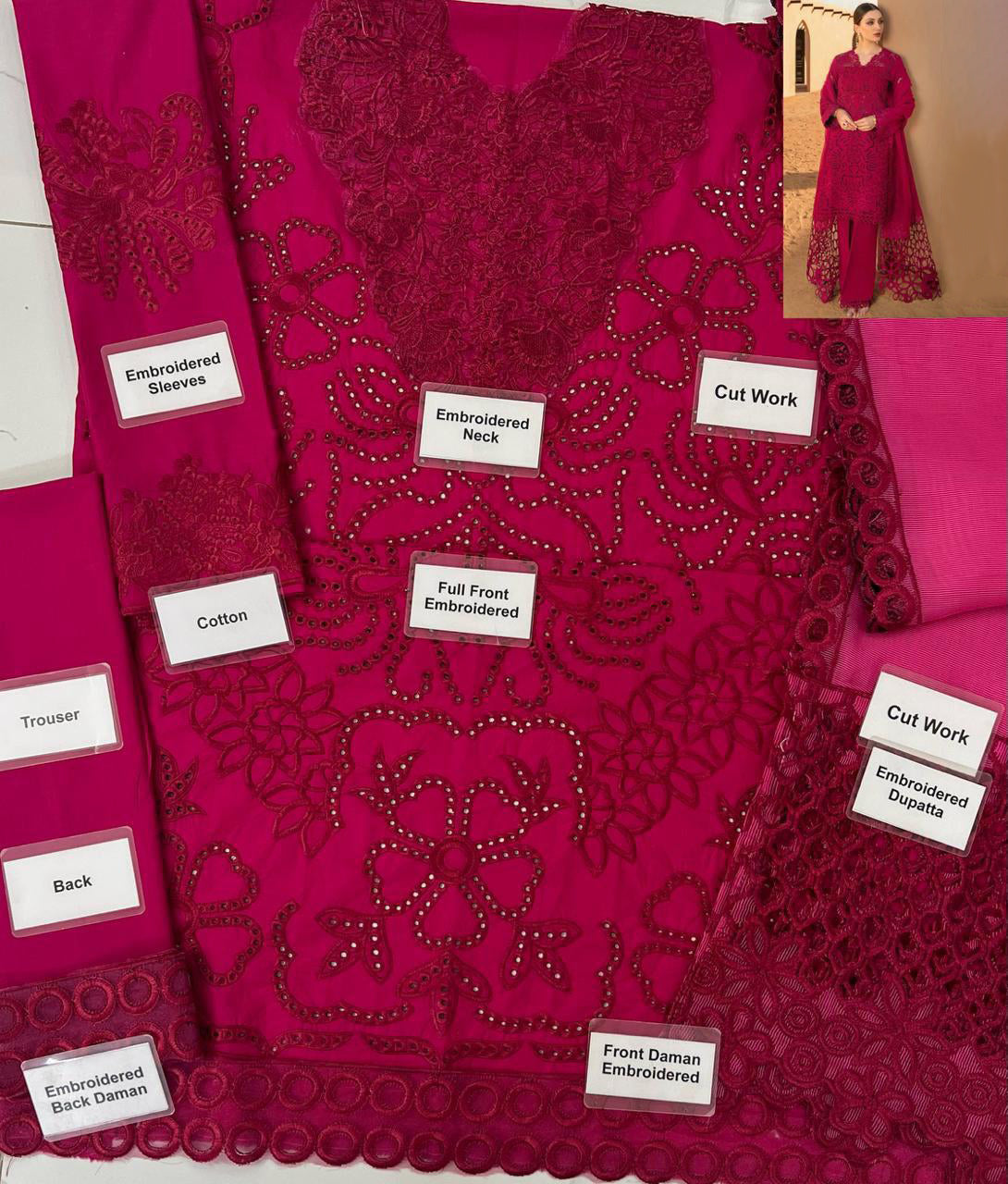 RR D-Rameen Luxury Cotton Chikankari Unstitched