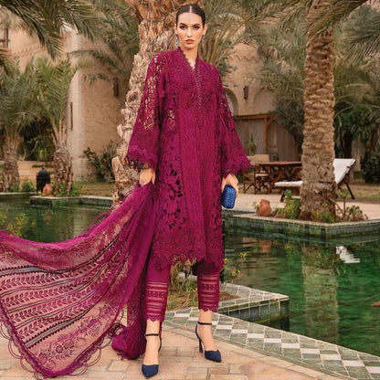 MB D573 Luxury Lawn 3D Embroidered Unstitched