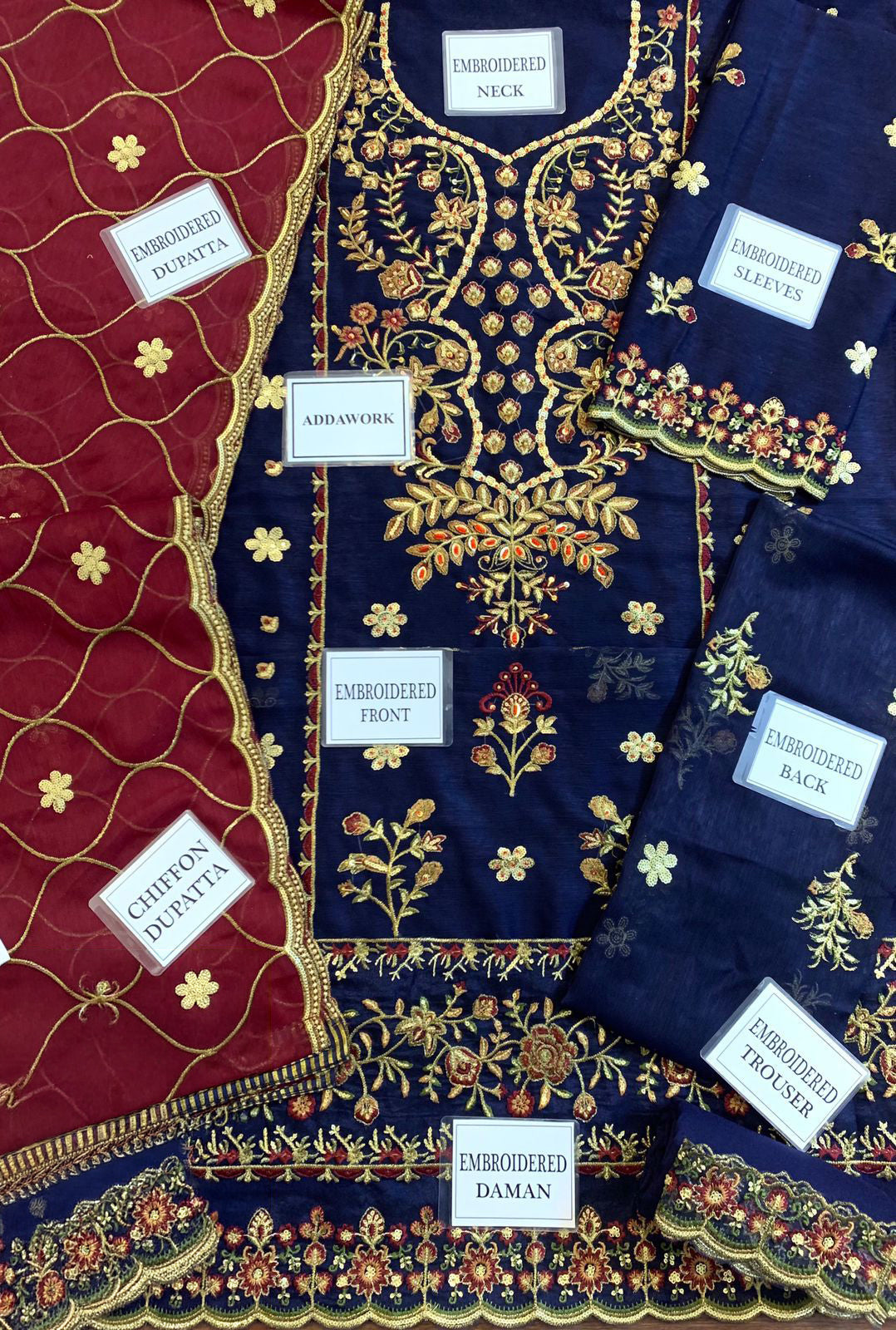 MZ D126 Luxury Formal Chiffon Unstitched