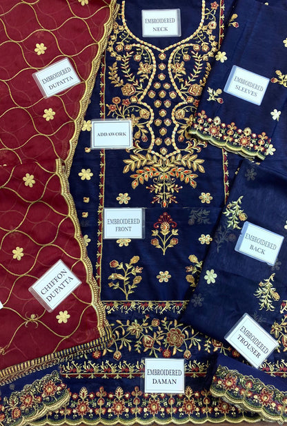 MZ D126 Luxury Formal Chiffon Unstitched