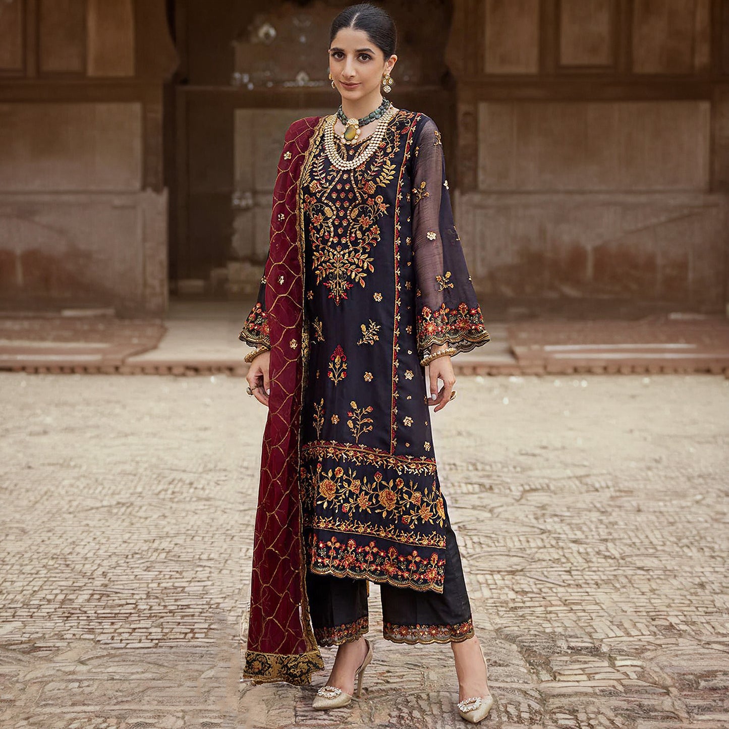 MZ D126 Luxury Formal Chiffon Unstitched
