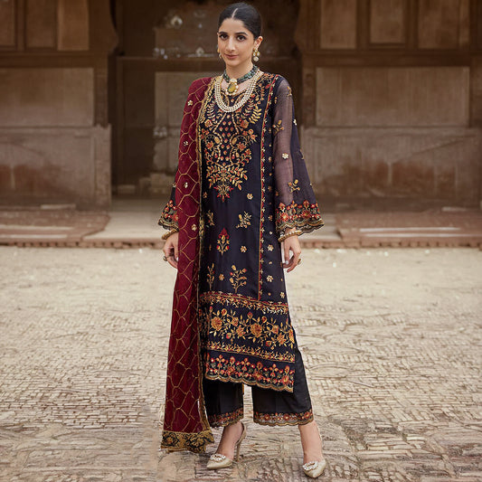 MZ D126 Luxury Formal Chiffon Unstitched