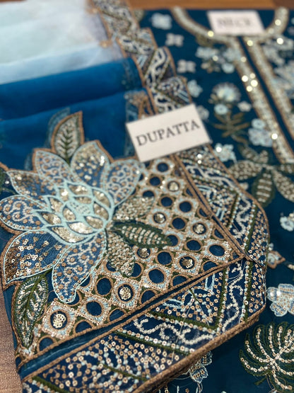 JZ D37 Pure Chiffon Embroidered Unstitched