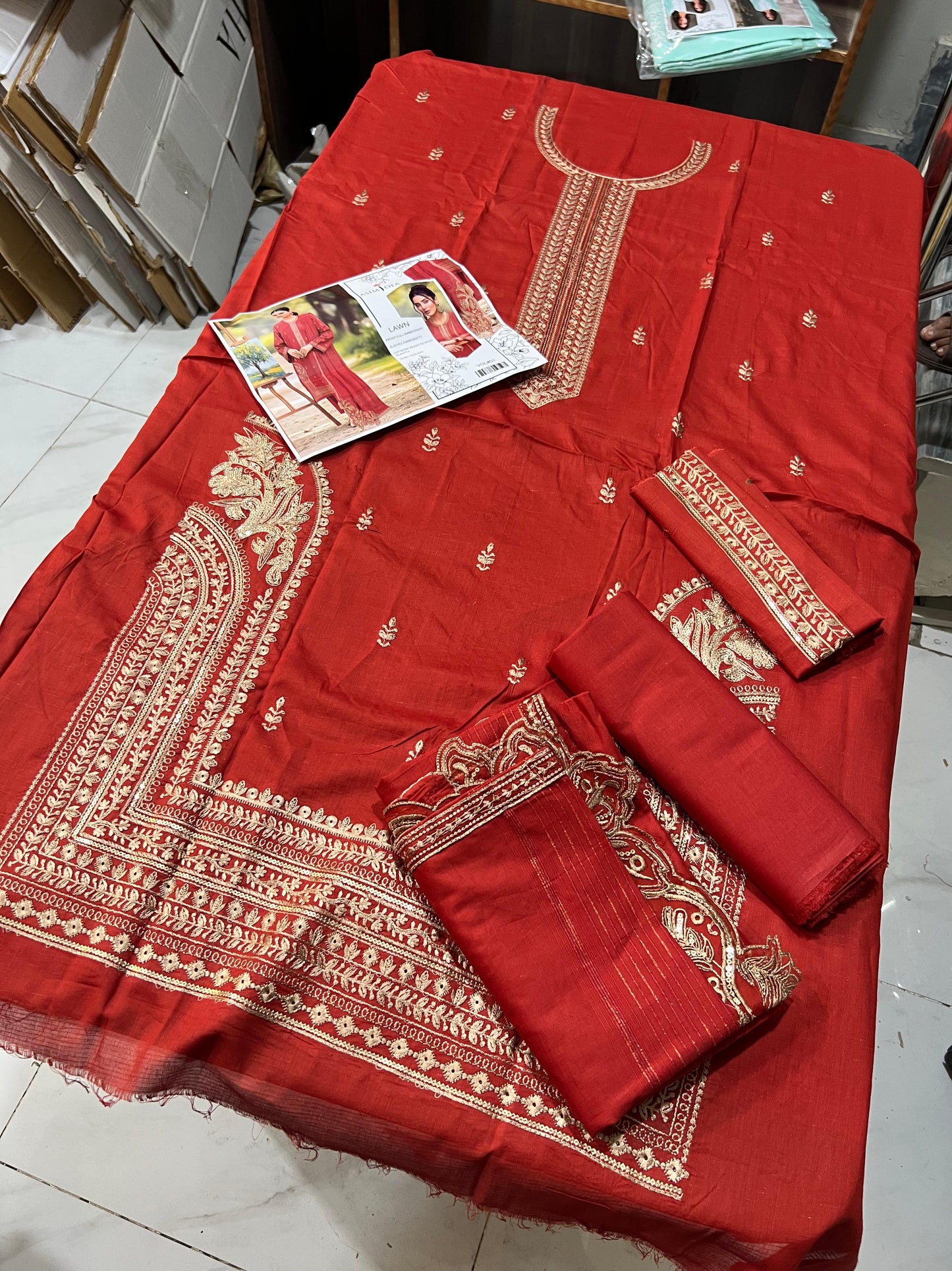 AJ Lawn with Fancy Cutwork Lawn Dupatta