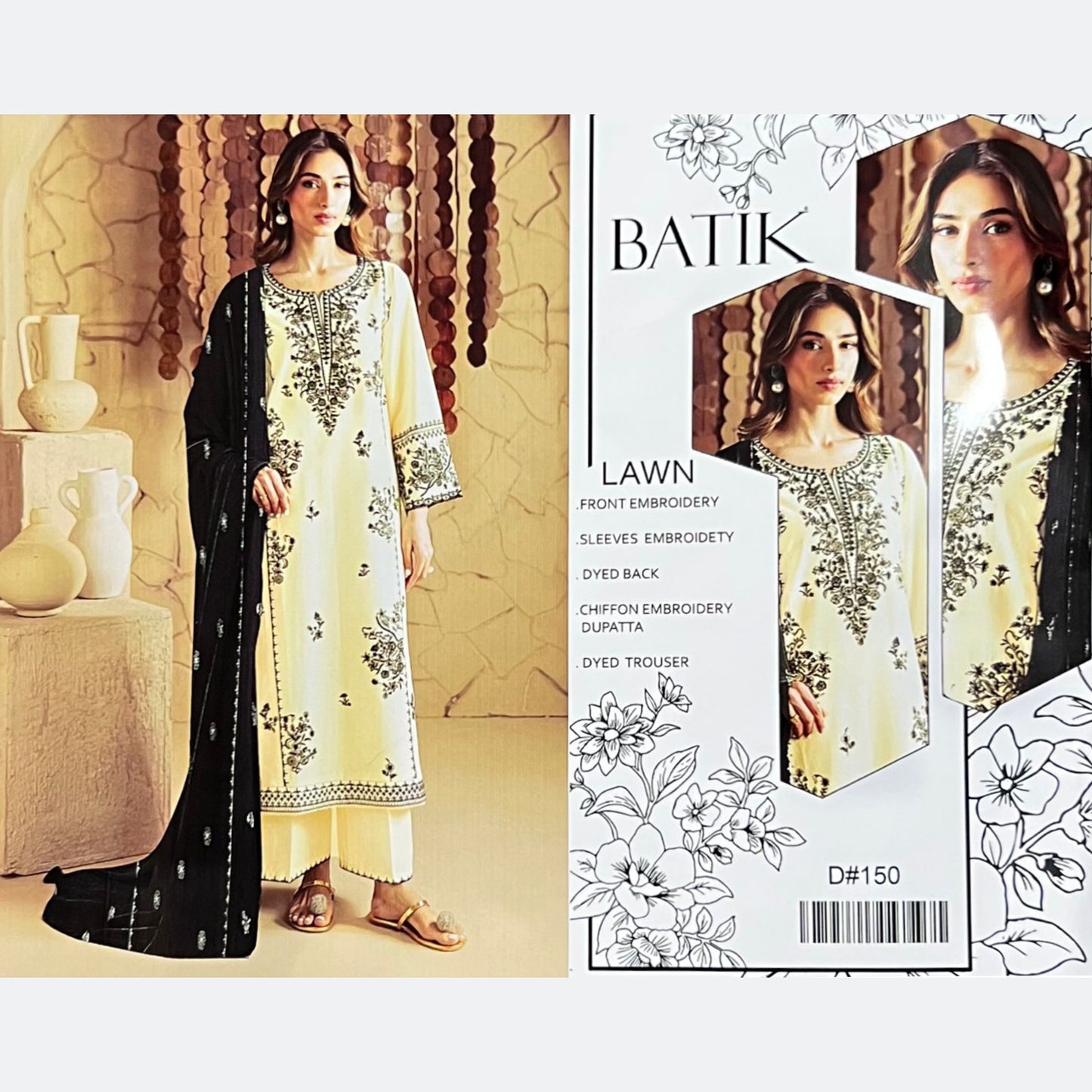 BTK Lawn with Emb Chiffon D-150