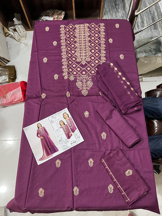 SP Lawn with Emb Chiffon D-154