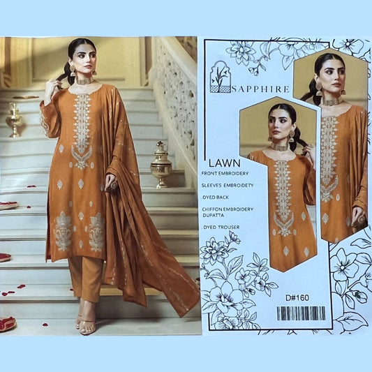 SP Lawn with Emb Chiffon D-160