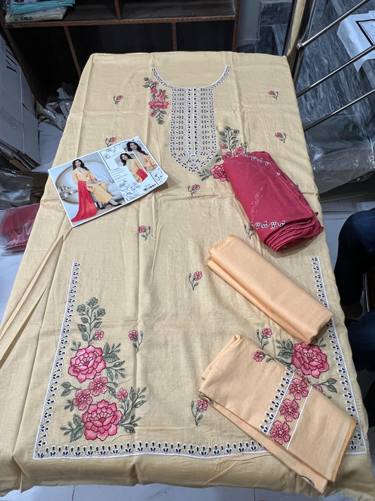 SP Lawn with Emb Chiffon D-155