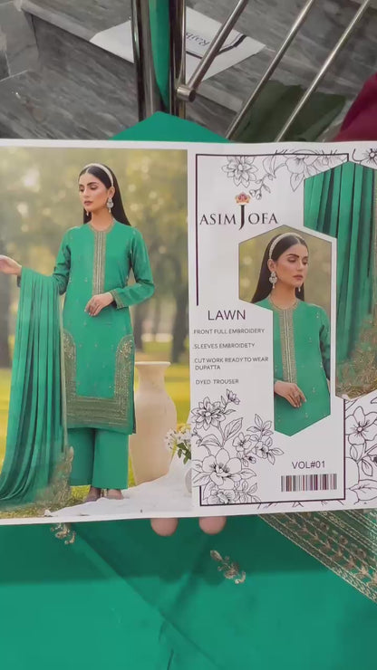 AJ Lawn with Fancy Cutwork Lawn Dupatta