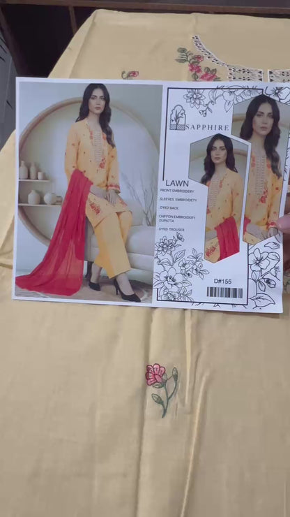 SP Lawn with Emb Chiffon D-155