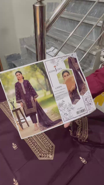 AJ Lawn with Fancy Cutwork Lawn Dupatta